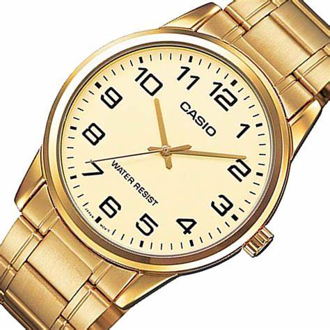 Casio MTP-V001G-9BUDF Herren-Goldton-Analog-Uhr – Champagner-Zifferblatt