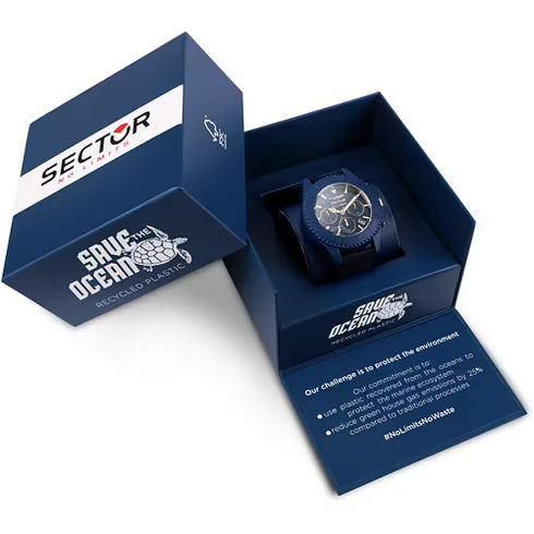 Sector Save the Ocean R3271739001 Men's Chronograph Watch – Blue Dial, 44mm