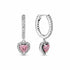 Pandora 291445C01 Orecchini a cerchio con cuore aureolato scintillante - Argento 925 con zirconi rosa