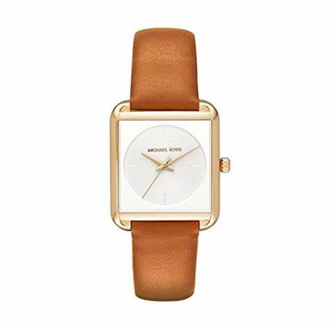 Michael Kors Lake MK2584 Women's Watch - Gold-Tone, White Dial, Brown Leather Strap