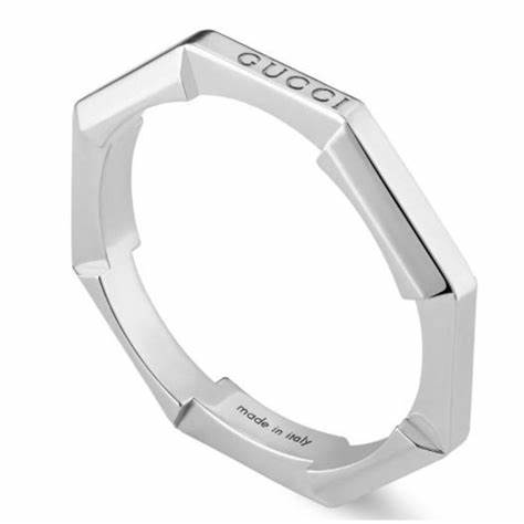 Gucci Link to Love 18ct White Gold 3mm Mirrored Ring - Size 6