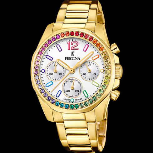 Festina F20609/2 Rainbow Ladies Chronograph – Gold Steel, 38 mm