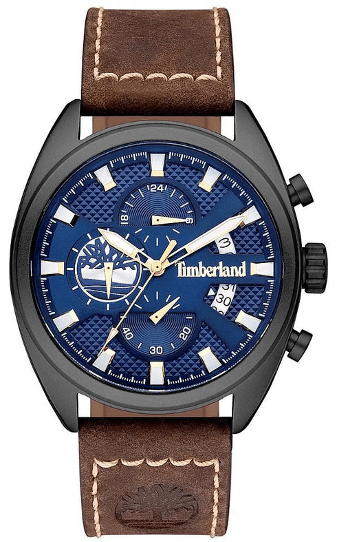 TIMBERLANDTimberland Seabrook TBL15640JLU/03 Men's 45mm Blue Dial Chronograph Watch, Brown Leather StrapWATCHESEcecile
