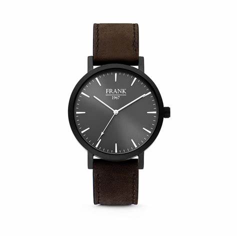 Frank 1967 7FW-0011 Men's Watch - Black Leather Strap, Black Dial, 42mm