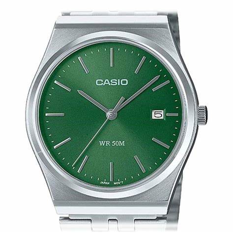 Casio MTP-B145D-3AVEF Men's Analog Watch – Green Dial with Stainless Steel Bracelet