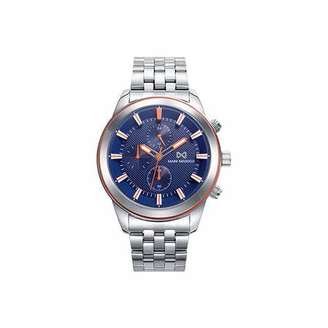 Mark Maddox HM7153-37 Orologio multifunzione da uomo - Bracciale in acciaio, quadrante blu