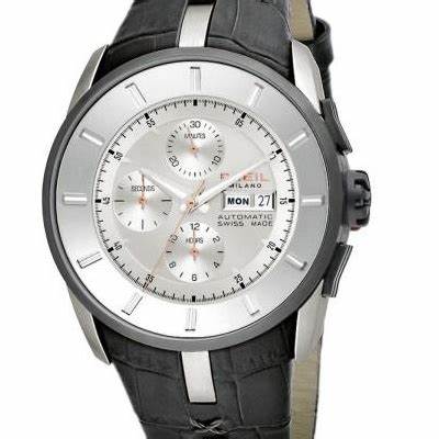 Breil Milano BW0485 Men's Automatic Chronograph Watch - Silver Dial, Stainless Steel Case, Black Leather Strap