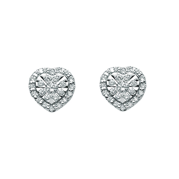 Miluna ERD2479 Women's Heart-Shaped Diamond Stud Earrings in 18K White Gold