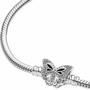 PANDORAPandora Moments 590782C01 Sterling Silver Butterfly Clasp Snake Chain BraceletBIJOUXEcecile