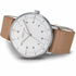 Junghans Max Bill Hand-Winding 027/3701.02 Men's Watch - 34mm Silver Case, Beige Leather Strap