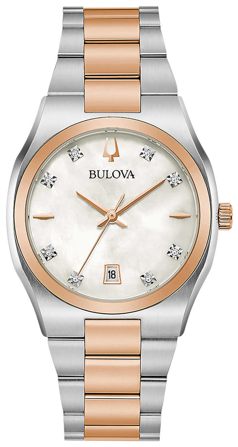 Bulova Surveyor 98P199 Women's Diamond Watch - Mother-of-Pearl Dial, Two-Tone Bracelet