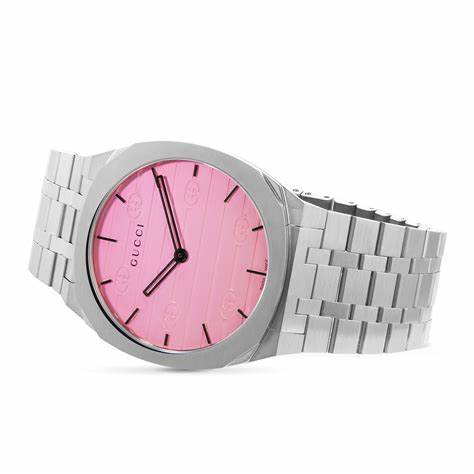 Gucci 25H YA163410 Unisex Watch – Pink Dial, Stainless Steel Bracelet