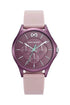 Mark Maddox MC7114-77 Women's Analog Quartz Watch - Burgundy Aluminum Case, Pink Silicone Strap