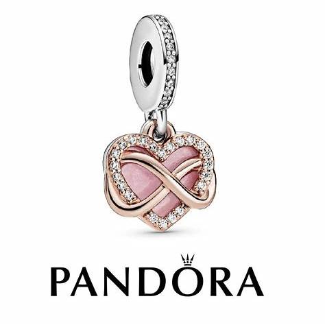 Pandora 788878C01 Charm scintillante con cuore infinito - Placcatura bicolore in argento sterling e oro rosa 14k con zirconia cubica