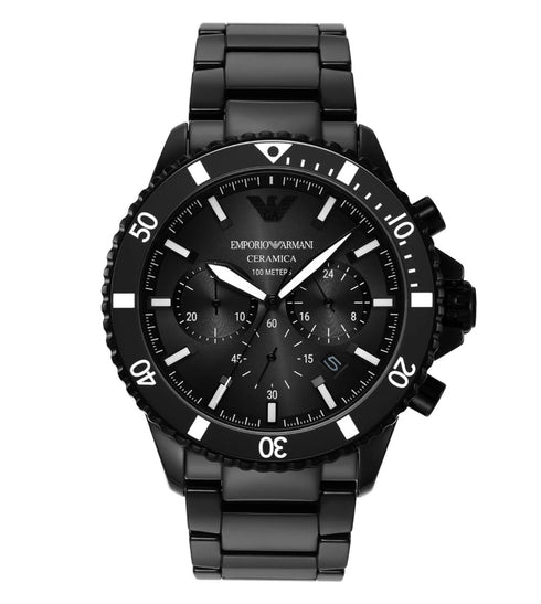 EMPORIO ARMANIEmporio Armani AR70010 Men's Chronograph Watch - Black Ceramic, Grey DialWATCHESEcecile