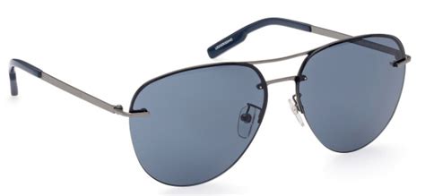 Ermenegildo Zegna EZ0198-D 08V Herren-Sonnenbrille - Rahmen aus mattem Titan, dunkelblaue Gläser