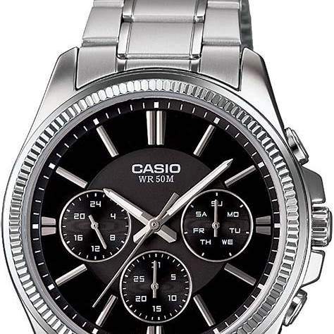 Reloj de cuarzo para hombre Casio MTP-1375D-1AVDF - Esfera negra, brazalete de acero inoxidable