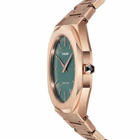 D1 Milano Ultra Thin D1-UTBU02 Orologio da uomo - Oro rosa, quadrante verde foresta