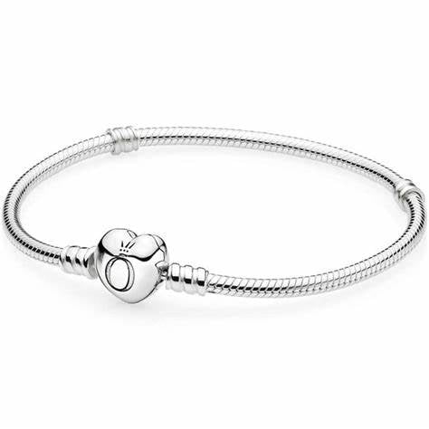 Pandora Moments 590719-17 Pulsera Cadena Serpiente Cierre Corazón - 17cm Plata de Ley
