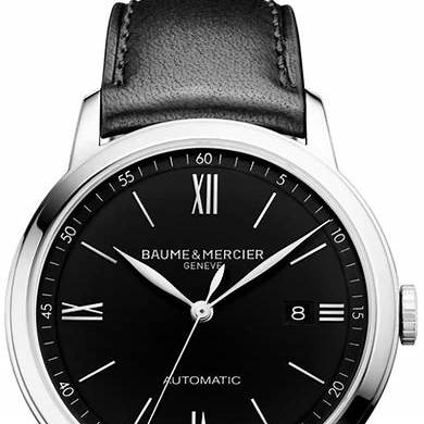 Baume & Mercier Classima MOA10453 Orologio automatico da uomo - Cassa in acciaio 42 mm, quadrante nero, cinturino in pelle di alligatore nero