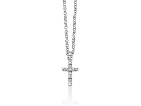 Collana da donna Miluna CLD3981 - Ciondolo a croce in oro bianco con diamanti