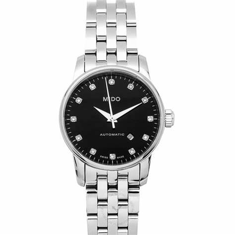 Mido Baroncelli III M7600.4.68.1 Orologio automatico da donna - Quadrante nero, bracciale in acciaio inossidabile