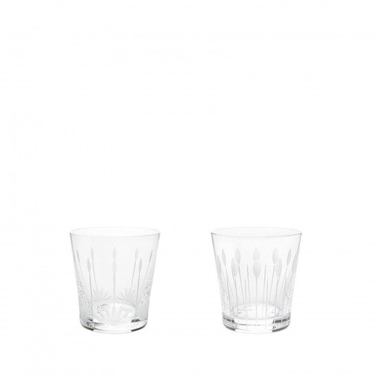 Lalique Set 2 Lotus Dew Tumblers Buds and Blossoms