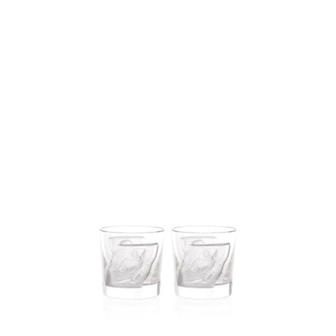 Lalique Set 2 Owl Cordial Tumblers