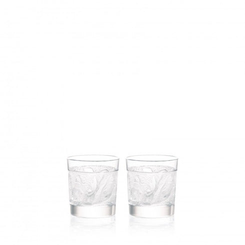 Lalique Set 2 Owl Whisky Tumblers