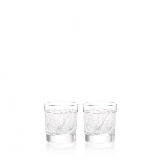 Lalique Set 2 Owl Whisky Tumblers