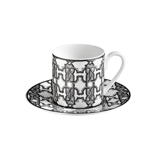 Roberto Cavalli Monogramm Schwarz Set 6 Kaffeetassen