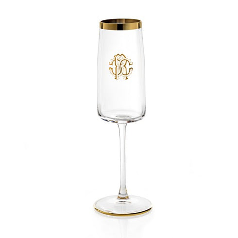 Roberto Cavalli New Monogram Gold Set 2 Champagne Goblet