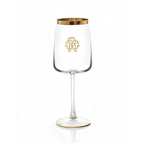 Roberto Cavalli New Monogram Gold Set 2 Wine Goblet