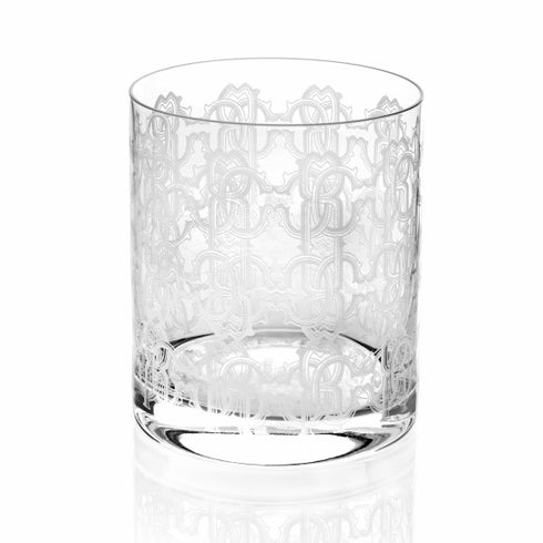 Roberto Cavalli New Monogram Platin Set 2 Old Fashion Glass Clear