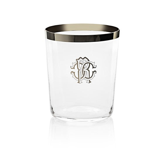 Roberto Cavalli New Monogram Platin Set 2 Old Fashion Glass