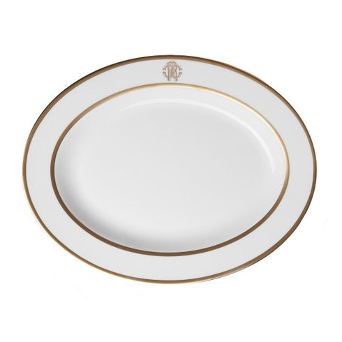 Roberto Cavalli Silk Gold Oval Plate 36 cm