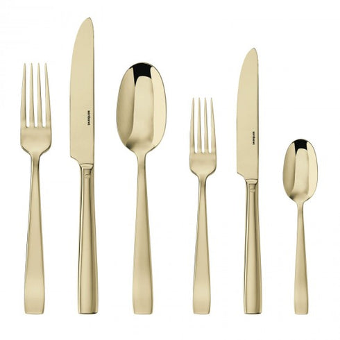 Sambonet Flat Cutlery Set x6 Mirror PVD Champagne - T2