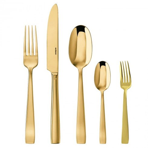 Sambonet Flat Cutlery Set x6 Mirror PVD Gold - T1