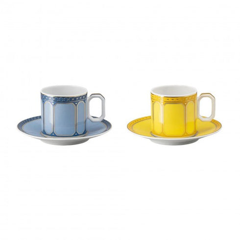 Swarovski x Rosenthal Signum Azure and Jonquil Espresso cup set 2 pieces