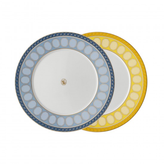 Swarovski x Rosenthal Signum Azure and Jonquil Set of 2 breakfast plates