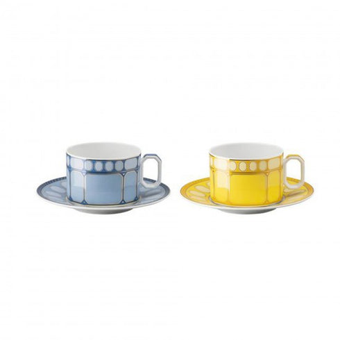 Swarovski x Rosenthal Signum Azure and Jonquil Tea cup set 2 pieces