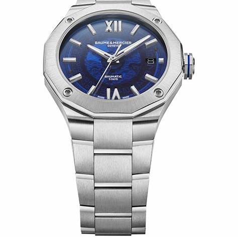 Baume & Mercier Riviera MOA10616 Orologio automatico da uomo, quadrante blu zaffiro, bracciale in acciaio inossidabile