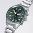 Citizen CA0770-72X Men's Eco-Drive Chronograph Watch, Green Dial, Stainless Steel Bracelet