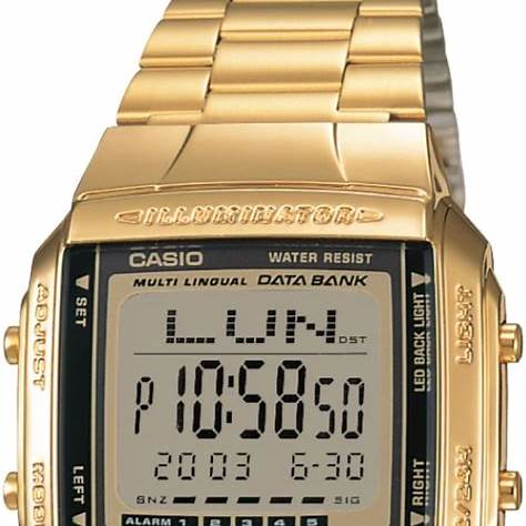 Casio DB-360G-9ADF Men's Databank Digital Watch, Gold-Tone Stainless Steel Band