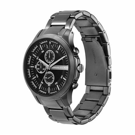 Armani Exchange AX2454 Orologio cronografo da uomo - Bracciale in acciaio inossidabile color canna di fucile, quadrante nero