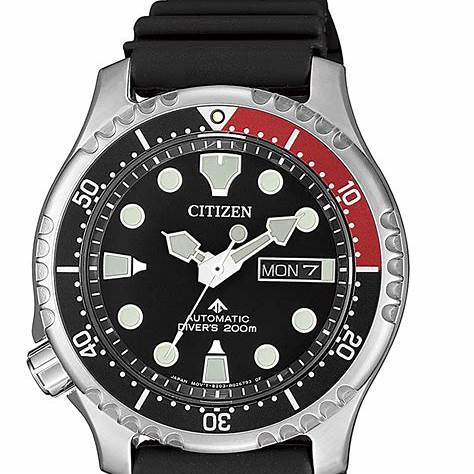 Citizen NY0085-19E Orologio automatico Promaster Diver da uomo, quadrante nero, cinturino in gomma nera