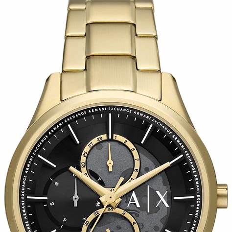 Reloj de hombre Armani Exchange AX1875 Dante multifunción de acero inoxidable en tono dorado