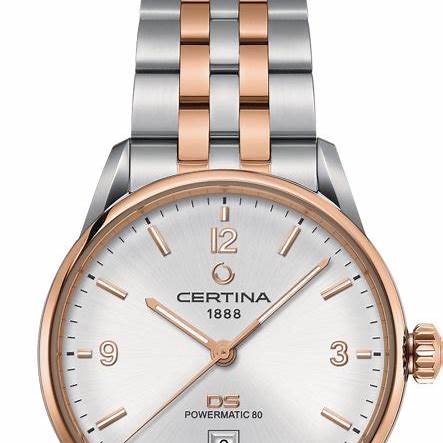 Certina DS Powermatic 80 C026.407.22.037.00 orologio automatico da uomo, quadrante argentato, bracciale bicolore