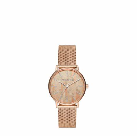 Reloj de malla de acero inoxidable en tono oro rosa para mujer Armani Exchange AX5584