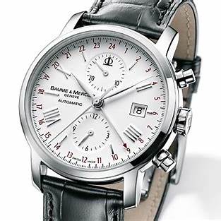 Baume & Mercier Classima Executives M0A08851 Reloj GMT Cronógrafo Automático para Hombre, Esfera Blanca, Correa de Piel Negra